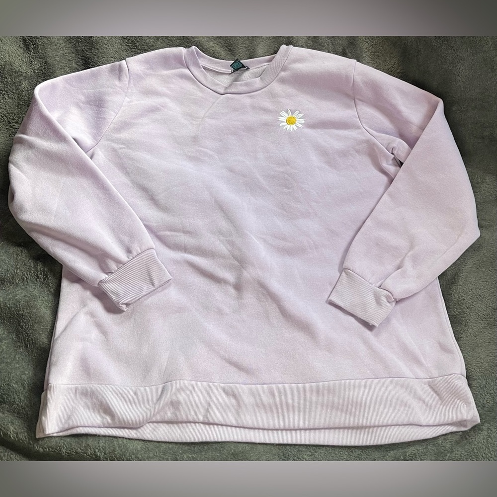Rue21+ Lavender Daisy Embroidered Crewneck Long Sleeve Sweater Sz 2x
